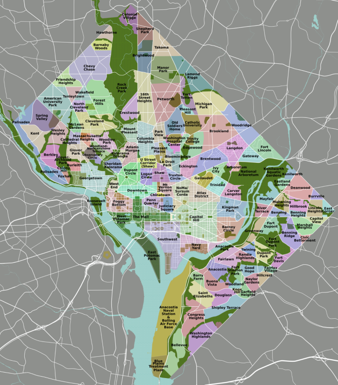 Map of Washington, D.C. neighborhoods